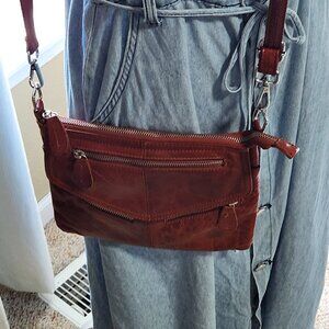 Lecxci Cognac Brown Leather Women's Bag BRN8443A